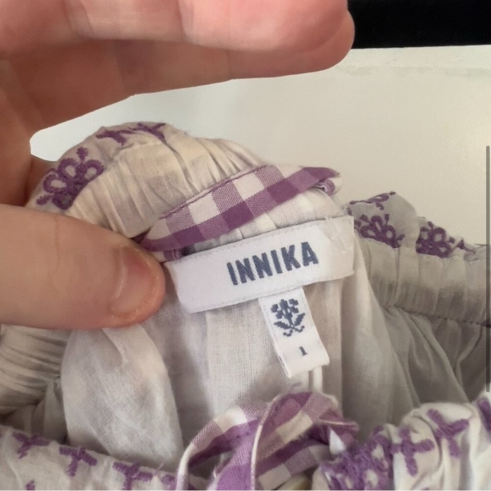 Innika Choo Iva Guudtais mini ruffle drill dress in lilac gingham - Picture 4 of 6